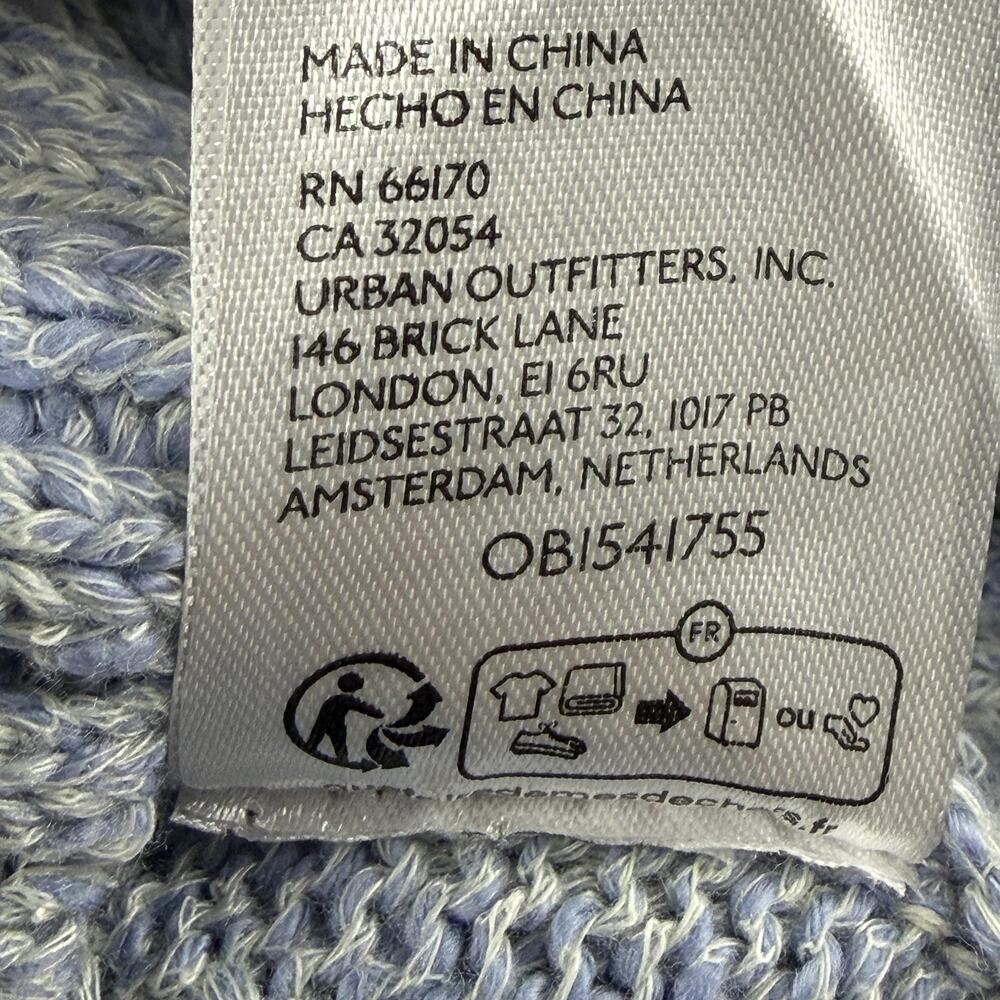 Free People Sweater Dress Womens Large Blue Cable Knit Zip Long Sleeve Mini - Picture 14 of 14